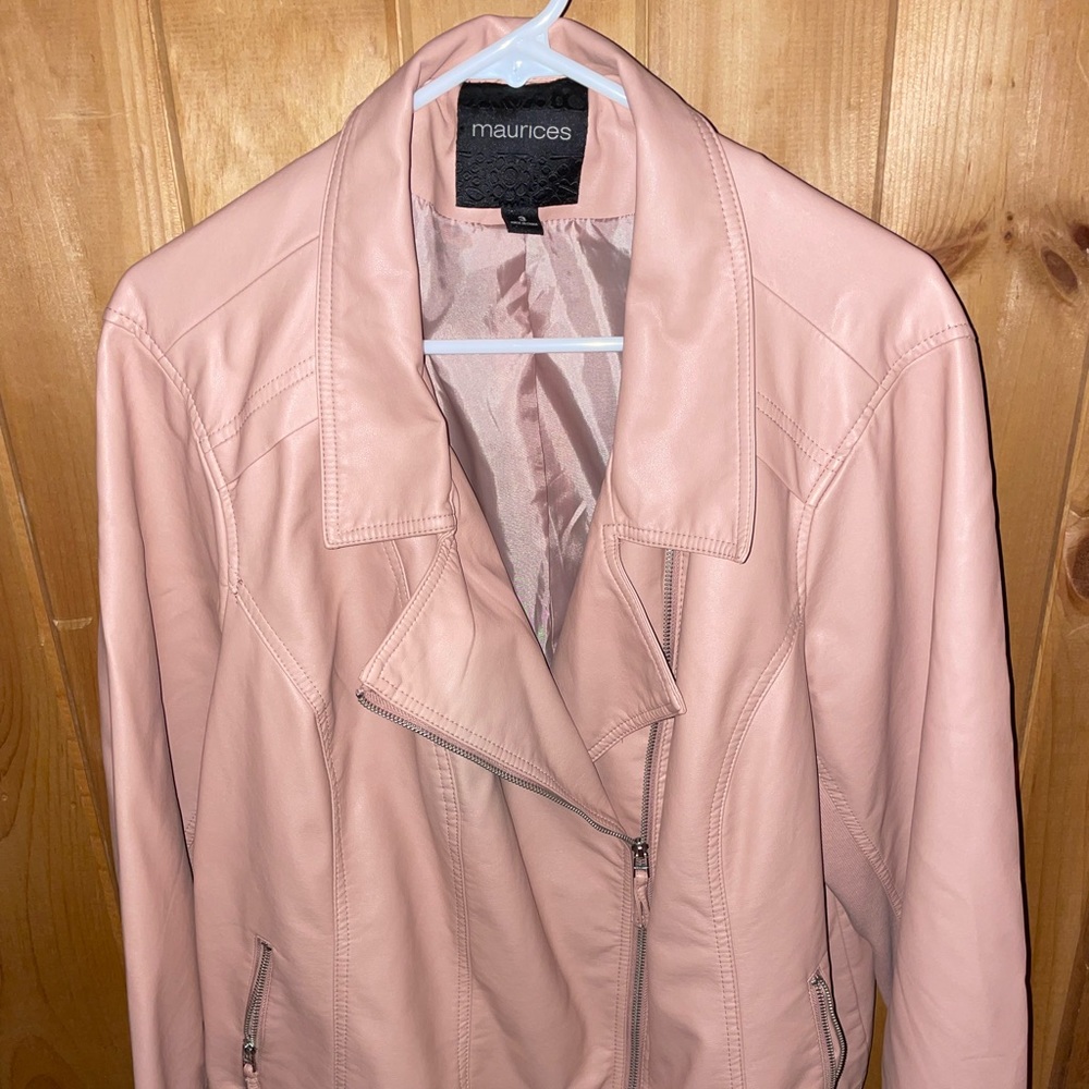 Maurices pastel pink faux leather jacket, size 3x